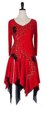 This is a photo of Spanish Rose, Spanish Rose, a Rhythm Latin plus size ballroom gown that is also for rent!