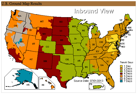 UPS-Inbound-Ground-Map