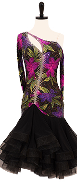 This is a photo of our floral Rhythm Latin dress Mulberry Tart.