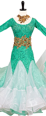 This is a photo of our Standard ballroom dance costume, Spearmint.