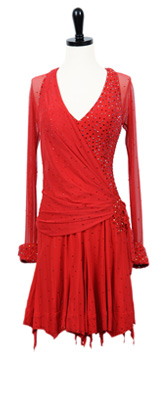 This is a photo of our red Rhythm Latin gown by Doré. You'll be Struttin' your stuff in this red ballroom dress!
