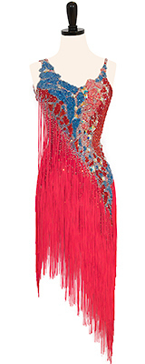 This is a photo of our Rhythm Latin dance dress, Pop Rocks. A dress that snaps, crackles, and pops!