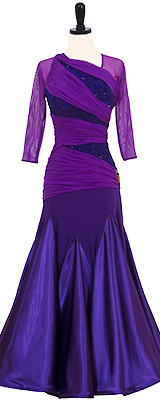 This is a photo of our Jordy Smooth ballroom dress, Plum Pudding. A dress so purple and rich, it grabs everyone's attention!