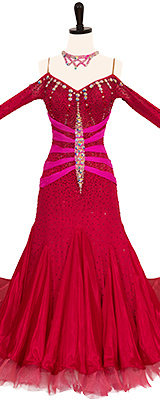 This is a photo of our Standard ballroom gown, Cranberry Punch. A dress named after its gorgeous cranberry red color!