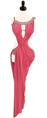A photo of our dress Berry Naughty. A beautiful draped Rhythm Latin dress designed by Dore.