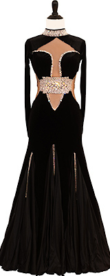 This is a photo of our black ballroom dress, Chanel. A timeless, classy, and chic ballroom dress!