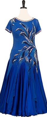 This is a photo of our Smooth ballroom dress by Doré. Ocean Breeze, and gorgeous classic blue dress with detailed stonework made from Swarovski crystals.