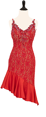 This is a photo of our Rhythm Latin dress First Love. A beautiful red lace dress!