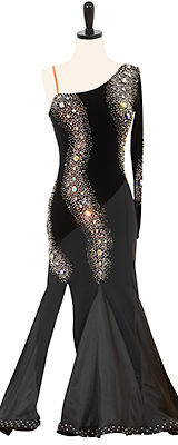 This is a photo of our Rental Smooth Ballroom Dress, Hollywood Dreams. A modern twist the timeless little black dress!