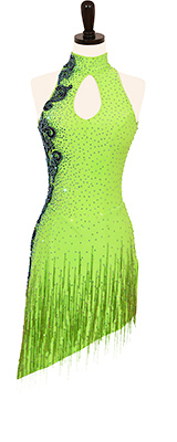 This is a photo of our Rental Rhythm Latin ballroom dress, Guava Gadabout.